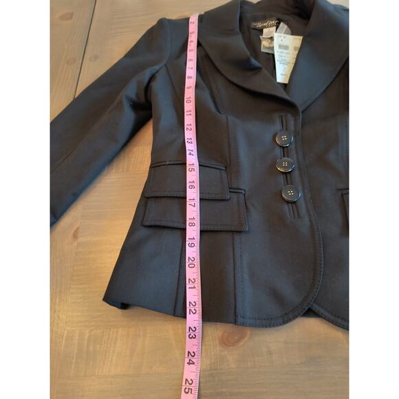 Cache Tailored Fit Blazer Women's Sz S Black Flap Pockets 3 Button Lined Jacket - Picture 9 of 16